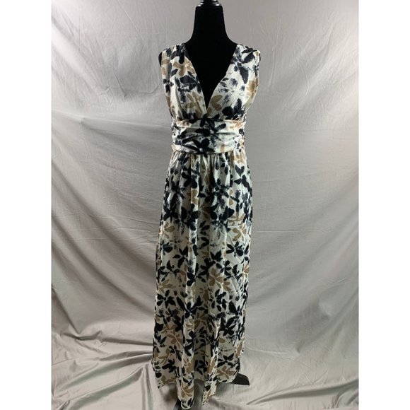 Floral Print Deep V Neck Dress - Picture 6 of 7